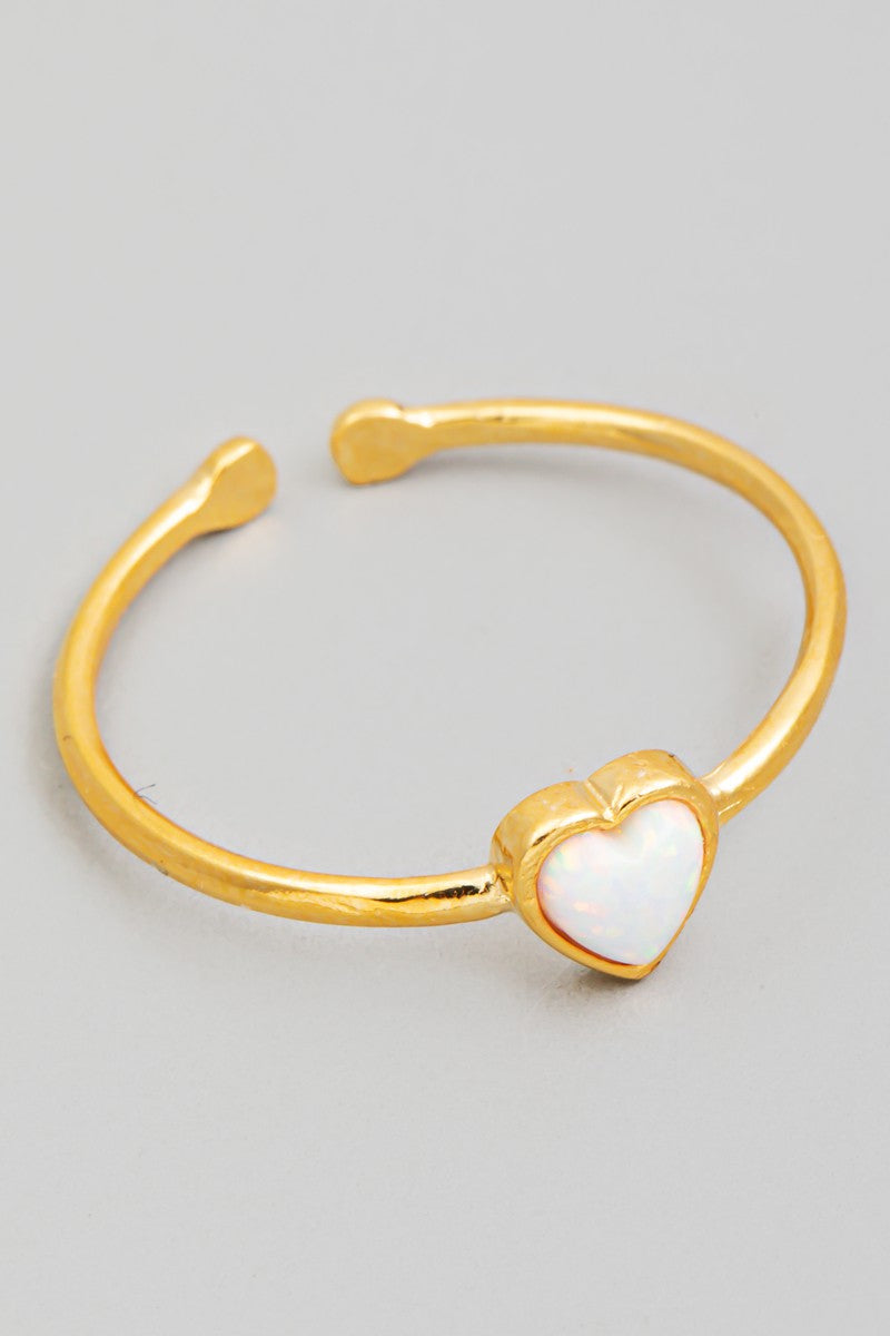 Opal Heart Adjustable Ring (Gold)