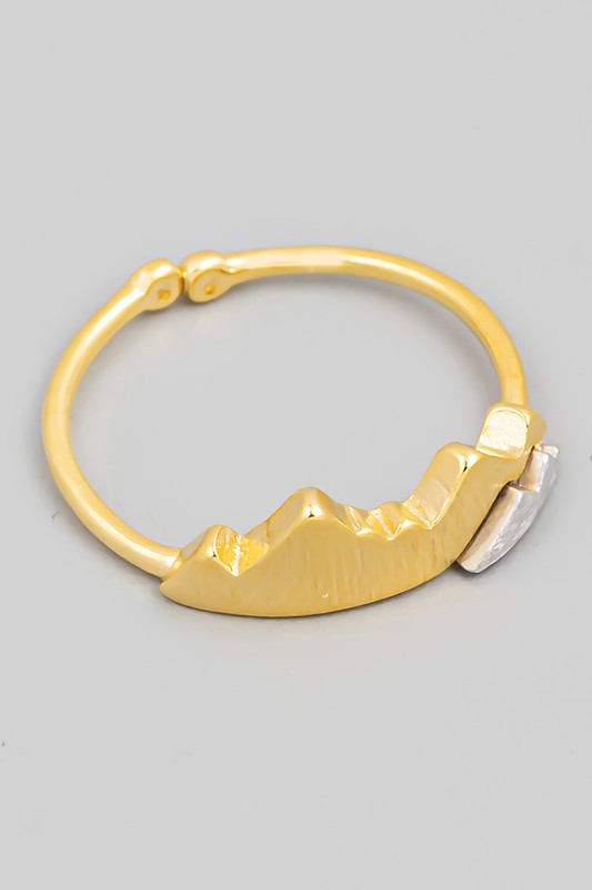 Two Toned Mountain Adjustable Ring (Gold)