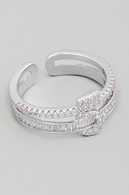 Baguette Pave Studded Ring (Silver)