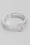 Baguette Pave Studded Ring (Silver)