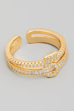Baguette Pave Studded Ring (Gold)