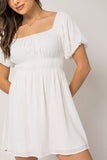 Chloe Puff Sleeve Dress (Off White)
