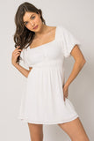 Chloe Puff Sleeve Dress (Off White)