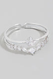 Mini Star Rhinestone Open Band Ring (Silver)