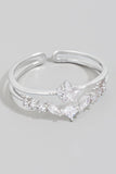 Mini Star Rhinestone Open Band Ring (Silver)