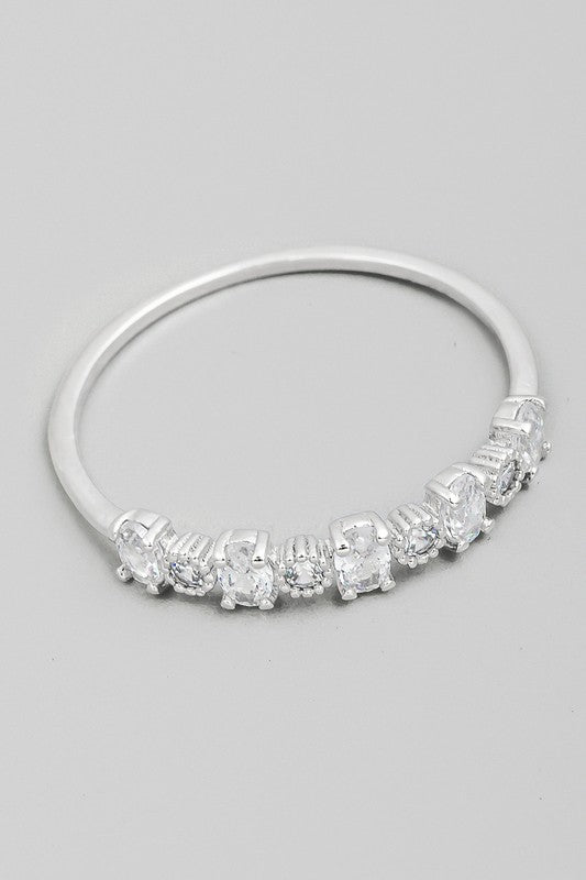 Geometric Delicate Rhinestone Ring (Silver)