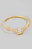 Rhinestone Heart Bow Ring (Gold)
