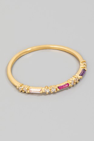 Multicolored Delicate Rhinestone Studded Ring (Gold)