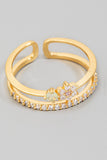 Rhinestone Flower Ring (Gold)