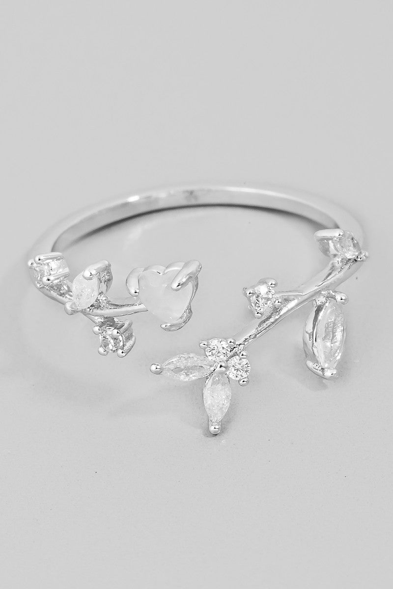 Open Leaf Twist Butterfly Ring (Silver)