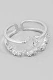 Two Row Floral Rhinestone Ring (silver)