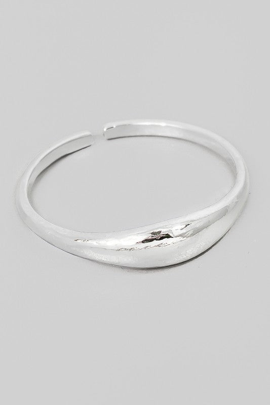 Thin Signet Open Band Ring (Silver)