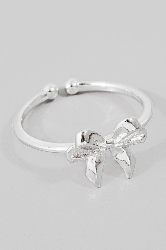 Knotted Ribbon Open Band Ring (Silver)