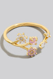 Studded Floral Open Band Ring (Gold)