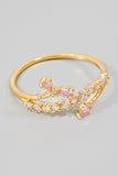 Delicate Ribbon Pink Rhinestone Ring