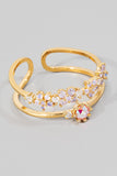 Double Row Floral Rhinestone Ring