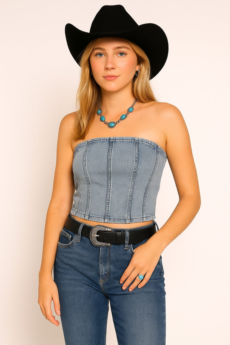Denim Darling Corset (Medium Wash)