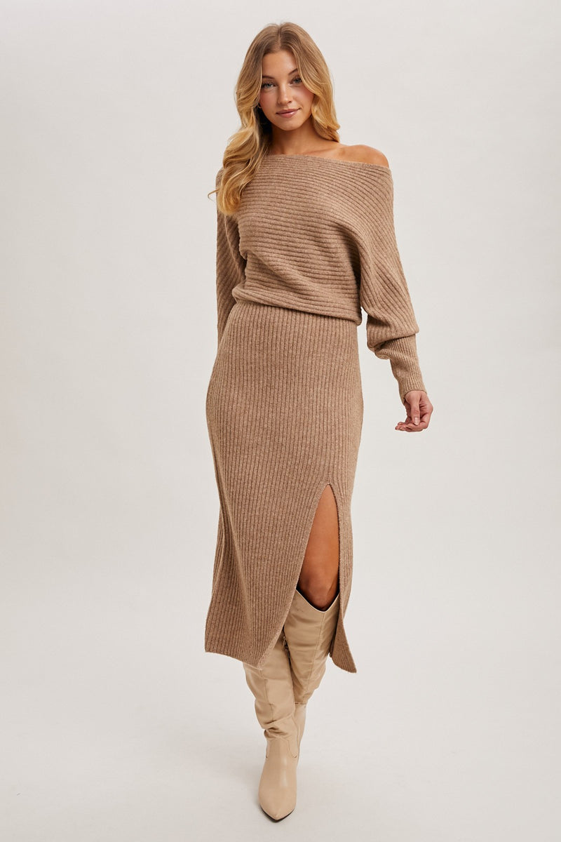One & Only Knit Sweater Dress (Latte)