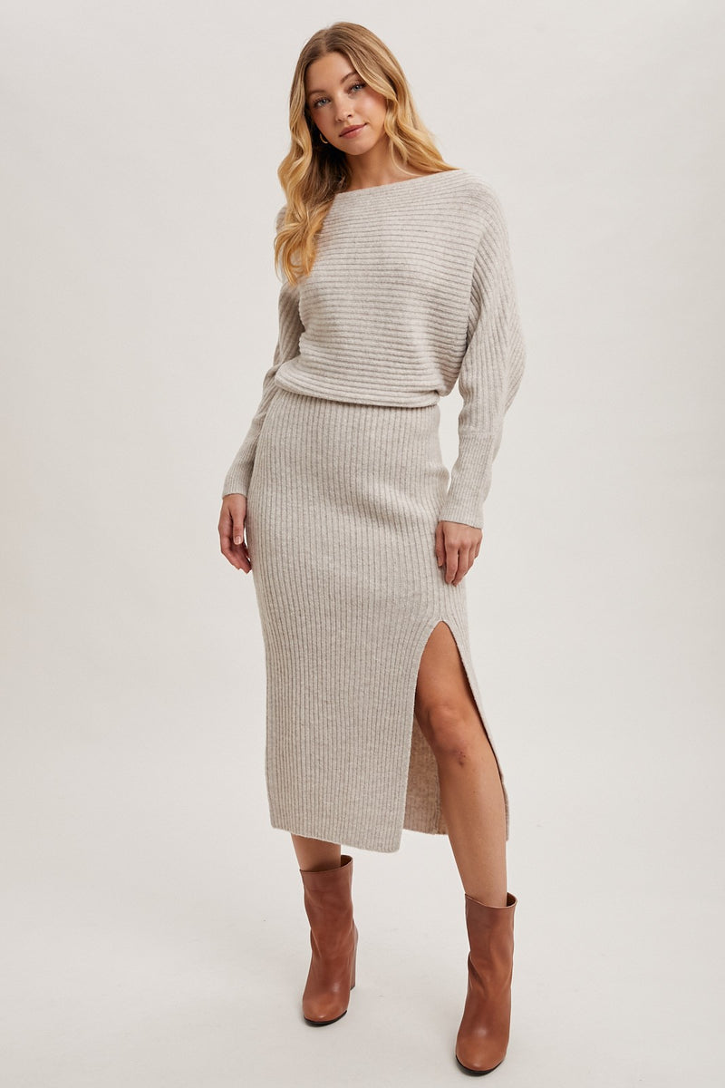 One & Only Knit Sweater Dress (Oatmeal)