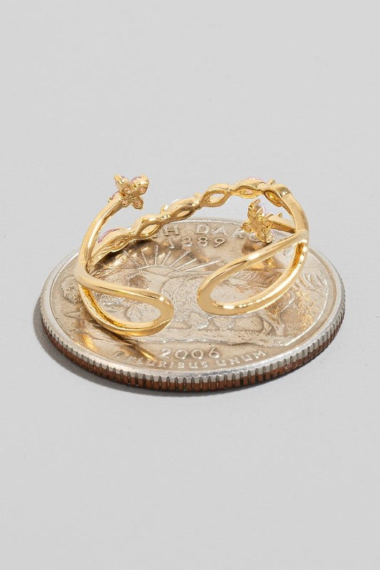 Intricate Mini Flowers Open Band Ring (Gold)