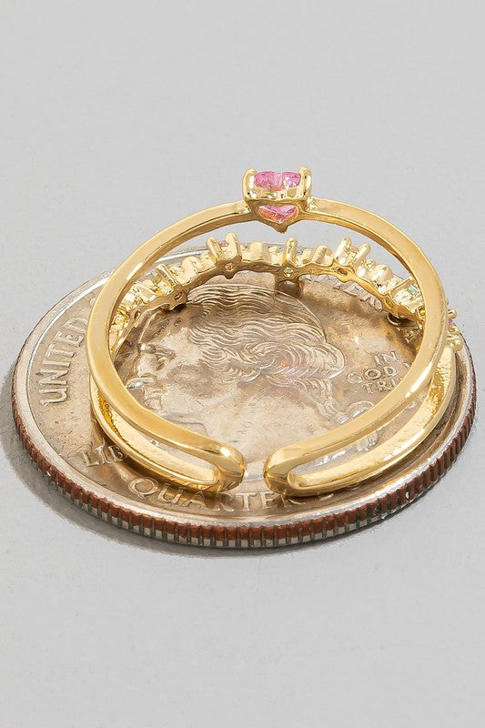 Layered Open Band Heart Ring (Gold)