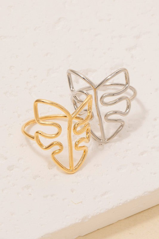Wire Monstera Ring (Gold)