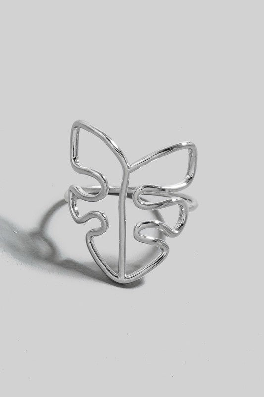 Wire Monstera Ring (Silver)
