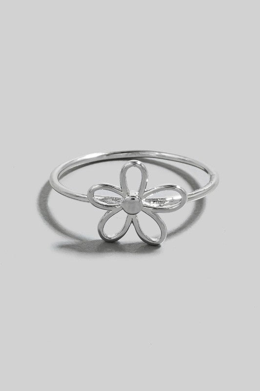 Wire Flower Ring (Silver)