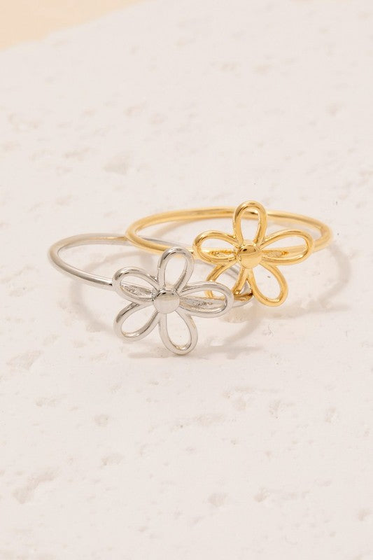 Wire Flower Ring (Gold)