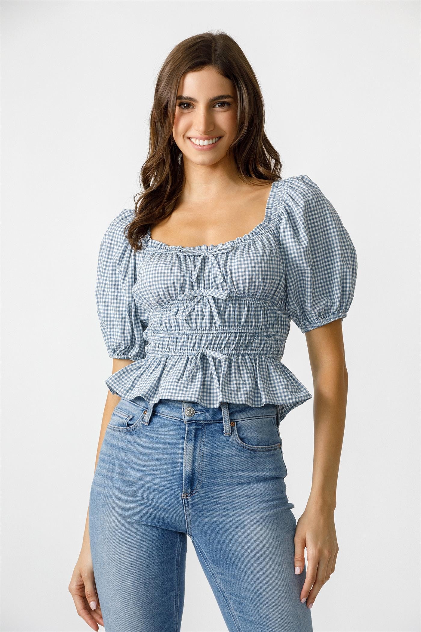 Gingham Darling Top (Blue)