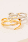 Pave Nail Wrap Around Open Band Ring (Silver)
