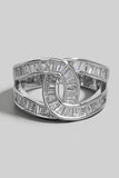 Rhinestone Baguette Pave Knot Open Band Ring (Silver)