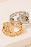 Rhinestone Baguette Pave Knot Open Band Ring (Silver)