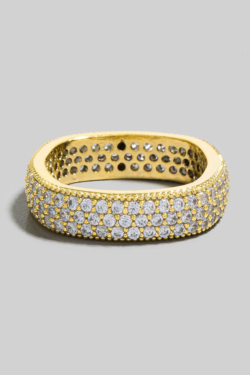 Gold Dipped Cz Pave Square Band Ring (Gold)