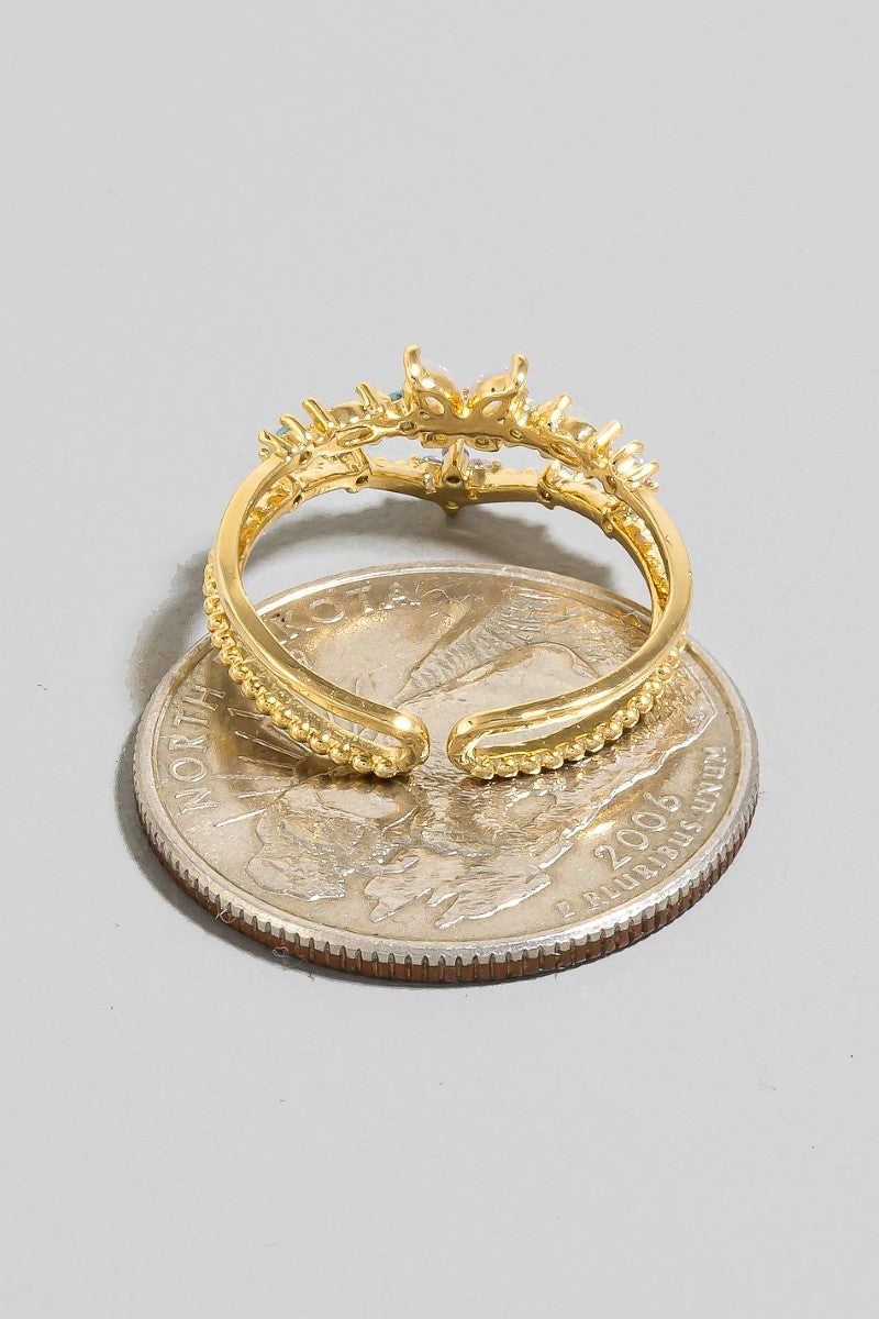 Flower Butterfly Open Band Ring