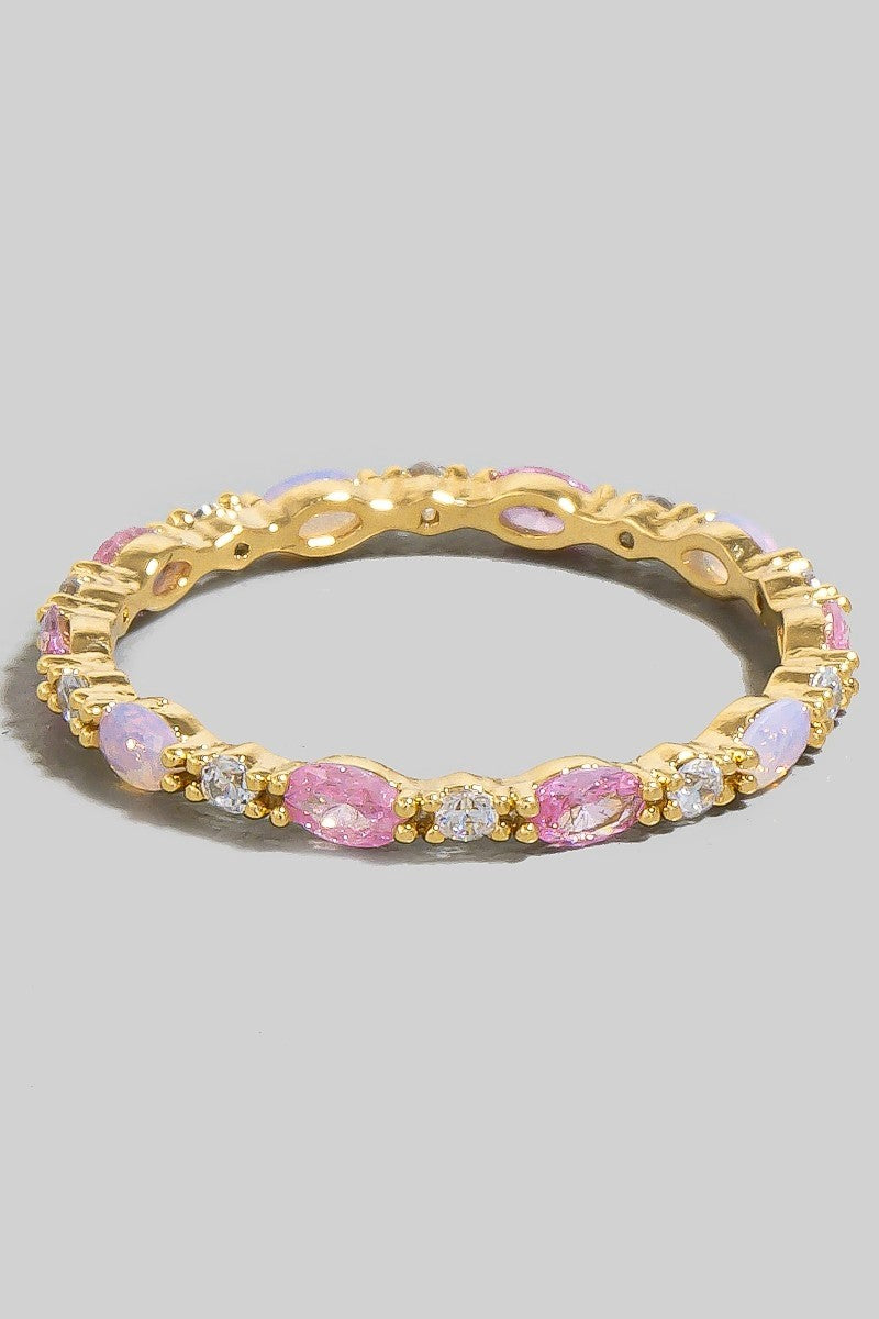 Cz Oval Studs Dainty Band Ring