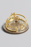Gold Dipped Cz Station Floral Band Open Ring