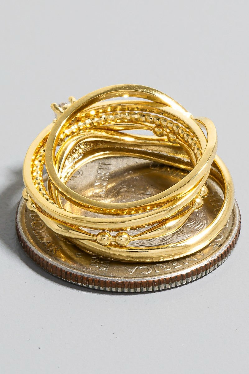 5pc Assorted Styles Band Rings Set (Gold)