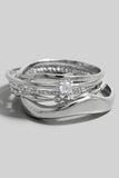 5pc Assorted Styles Band Rings Set (Silver)