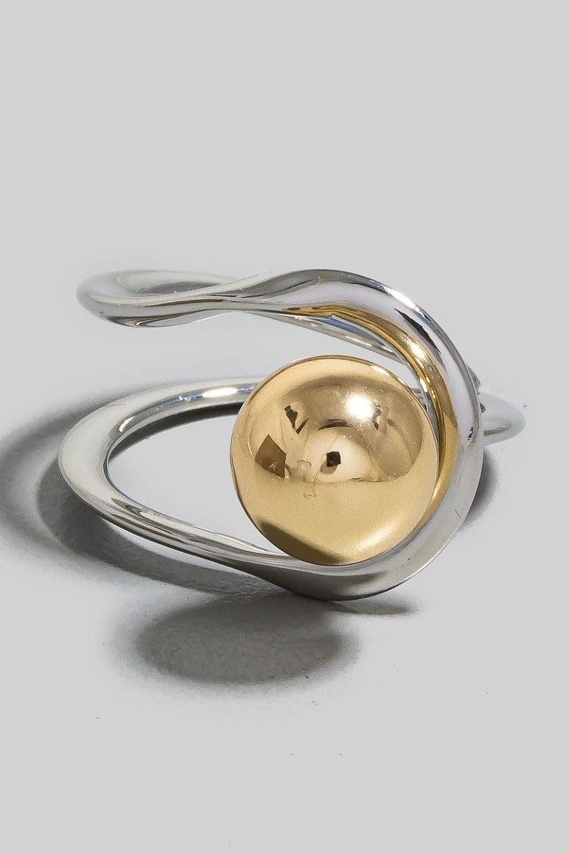 Metallic Ball Stud Looped Band Ring