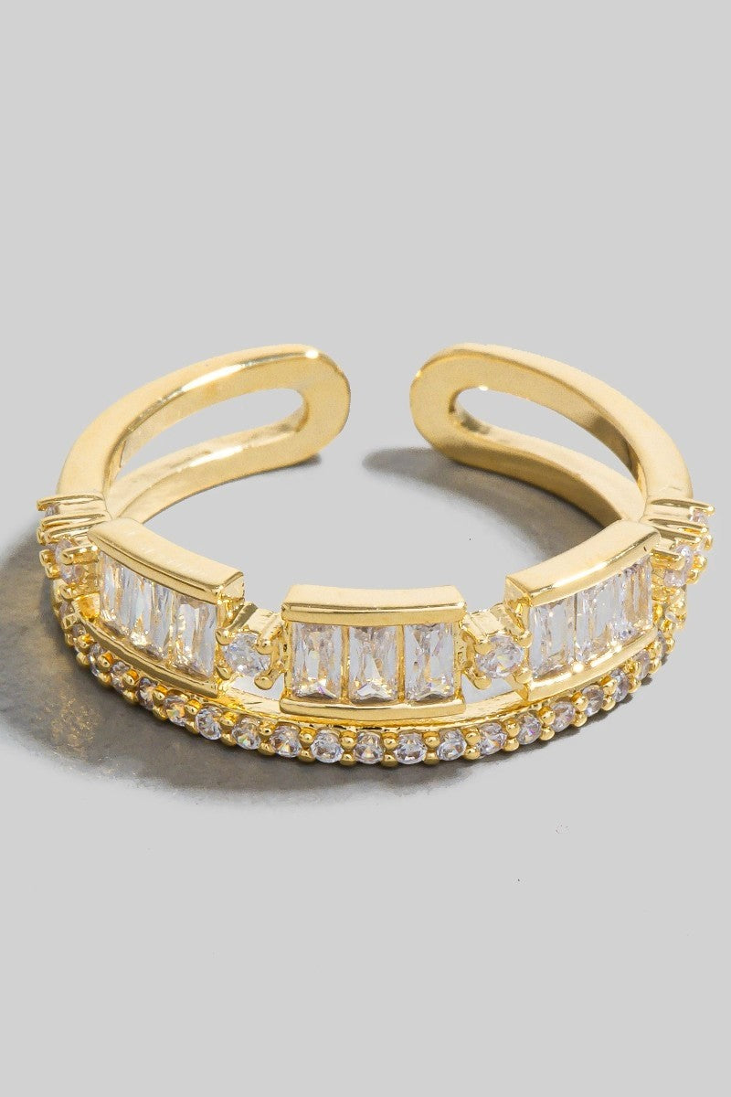 Intricate Pave Layered Open Band Ring (Gold)