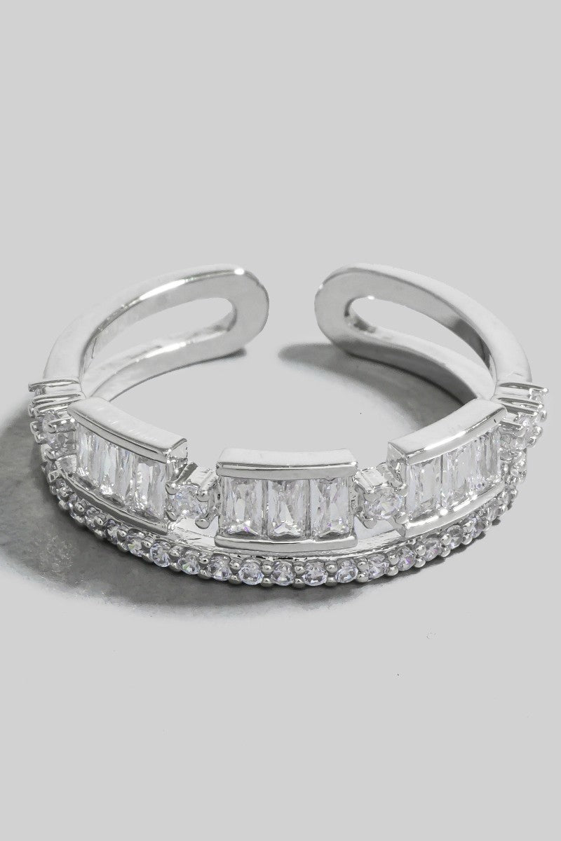 Intricate Pave Layered Open Band Ring (Silver)