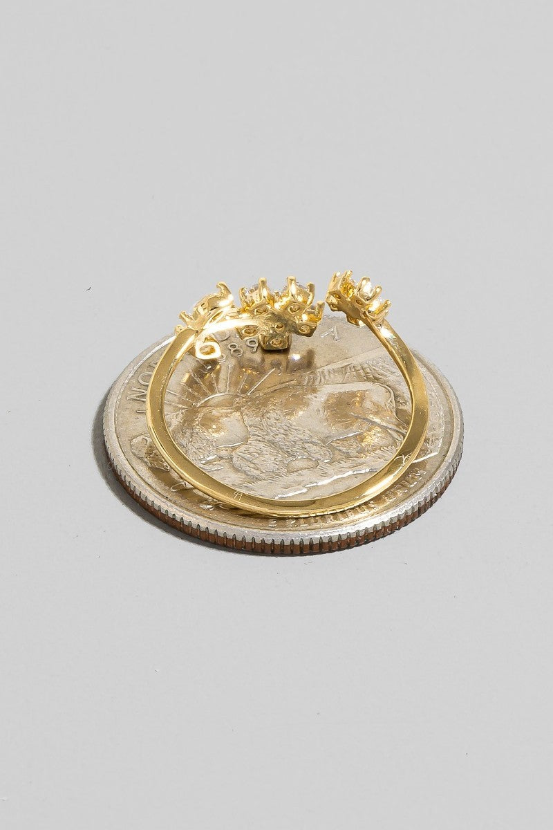 Dainty Cz Flowers Open Band Ring