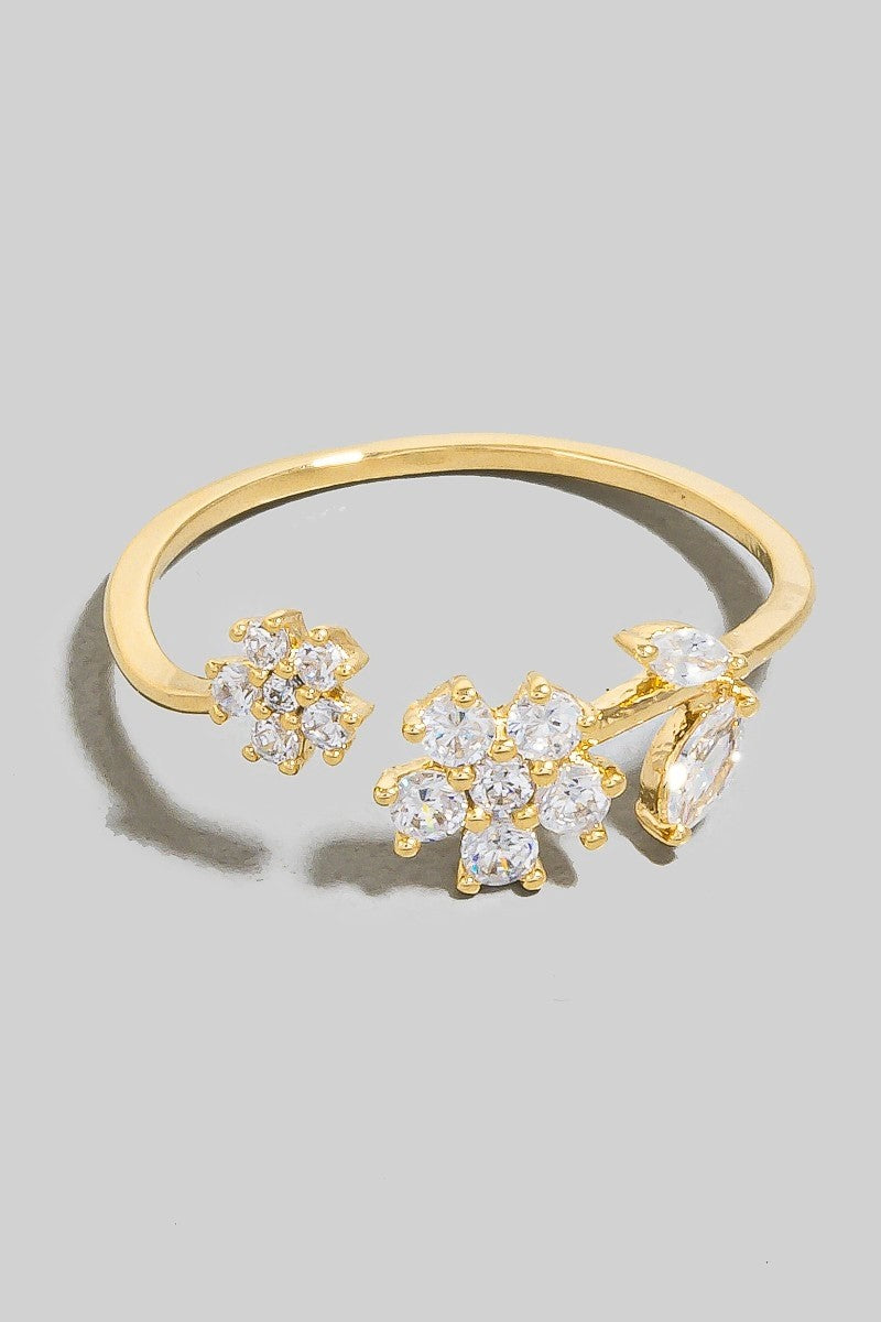 Dainty Cz Flowers Open Band Ring