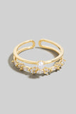 Pearl And Cz Studs Open Band Ring (Gold)