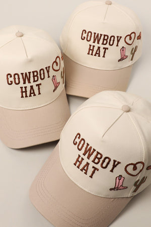 Cowboy Hat Cactus Heart Embroidery Trucker Hat