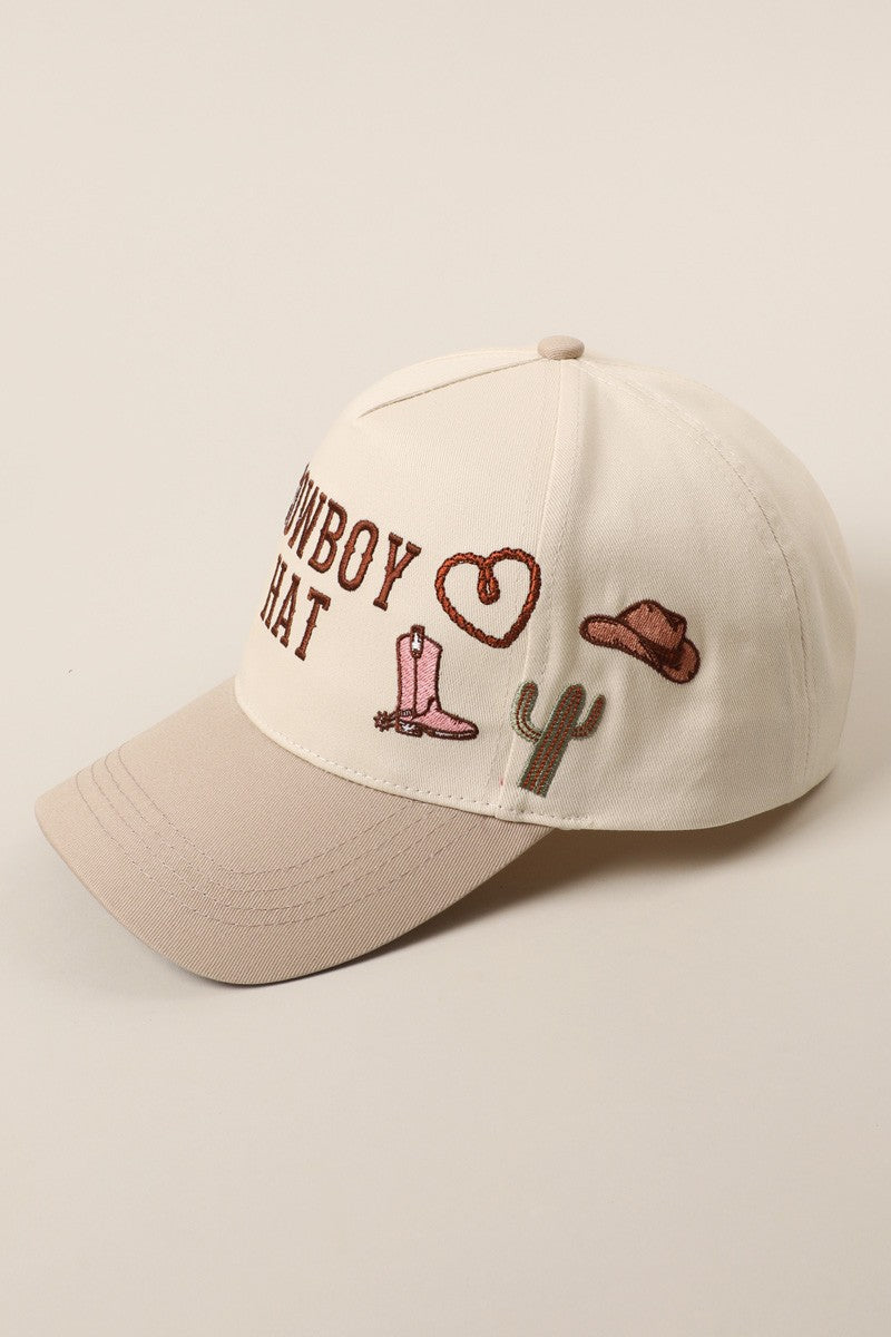 Cowboy Hat Cactus Heart Embroidery Trucker Hat