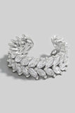 Rhinestone Leaves Open Ring (Silver)