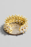 Rhinestone Leaves Open Ring (Gold)