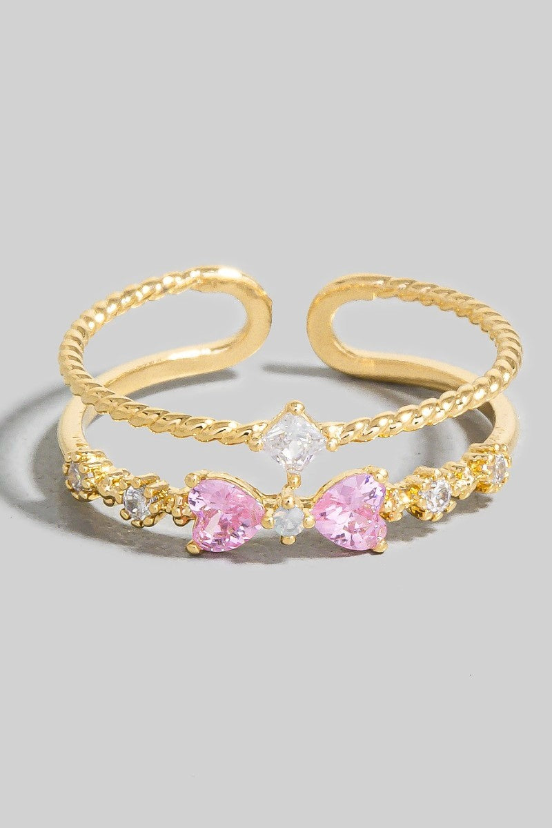 Double Rhinestone Bow Ring